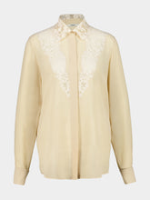 Fendi Beige Silk Georgette Lace Trim Shirt