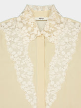 Fendi Beige Silk Georgette Lace Trim Shirt