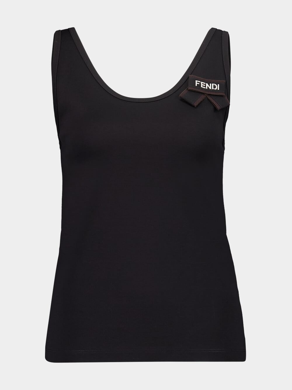 Black Cotton Sleeveless Top with Bow