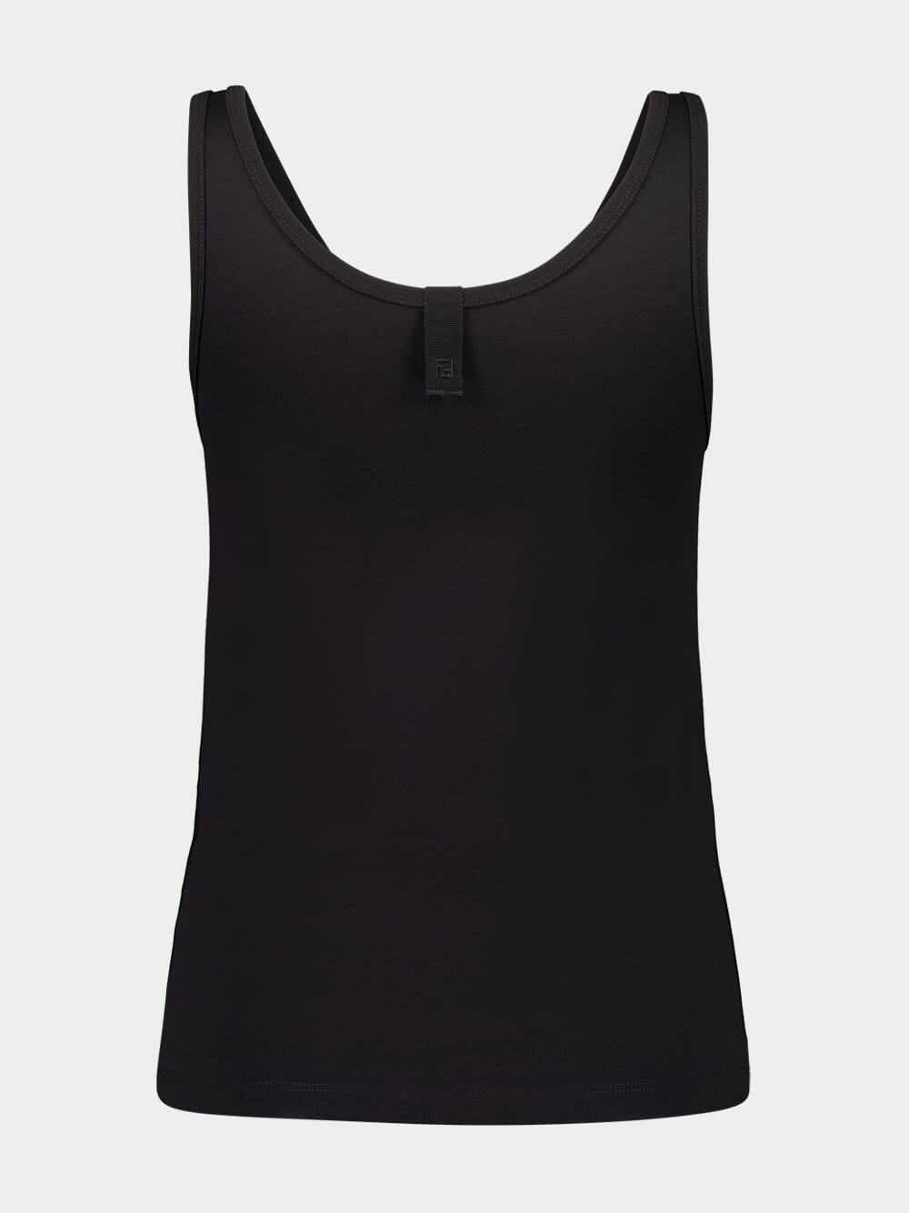 Black Cotton Sleeveless Top with Bow