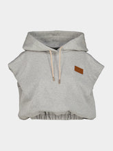 Fendi Grey Sleeveless Cropped Hooded Sweatshirt