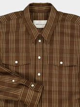 Ami Paris Brown Fitted Checkered Wool Shirt