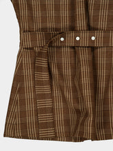 Ami Paris Brown Fitted Checkered Wool Shirt