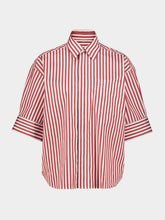 Ami Paris Ruby Red Striped Cotton Ami de Coeur Shirt