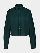 Ami Paris Bottle Green Cropped Cotton Embroidered Shirt