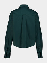 Ami Paris Bottle Green Cropped Cotton Embroidered Shirt