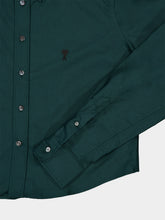 Ami Paris Bottle Green Cropped Cotton Embroidered Shirt