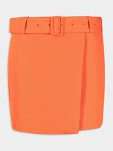 Ami Paris Orange Wool Belted Mini Skirt