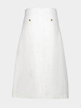 Ami Paris White Cream Linen-Blend Long Trapeze Skirt