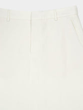 Ami Paris White Cream Linen-Blend Long Trapeze Skirt
