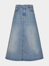 Ami Paris Used Blue A-Line Denim Maxi Skirt