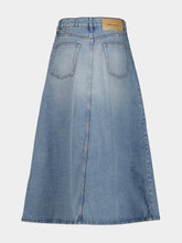 Ami Paris Used Blue A-Line Denim Maxi Skirt