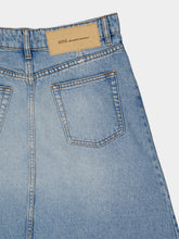 Ami Paris Used Blue A-Line Denim Maxi Skirt