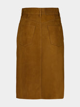 Ami Paris Tobacco Suede Leather Midi Skirt