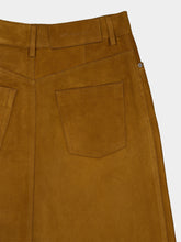 Ami Paris Tobacco Suede Leather Midi Skirt