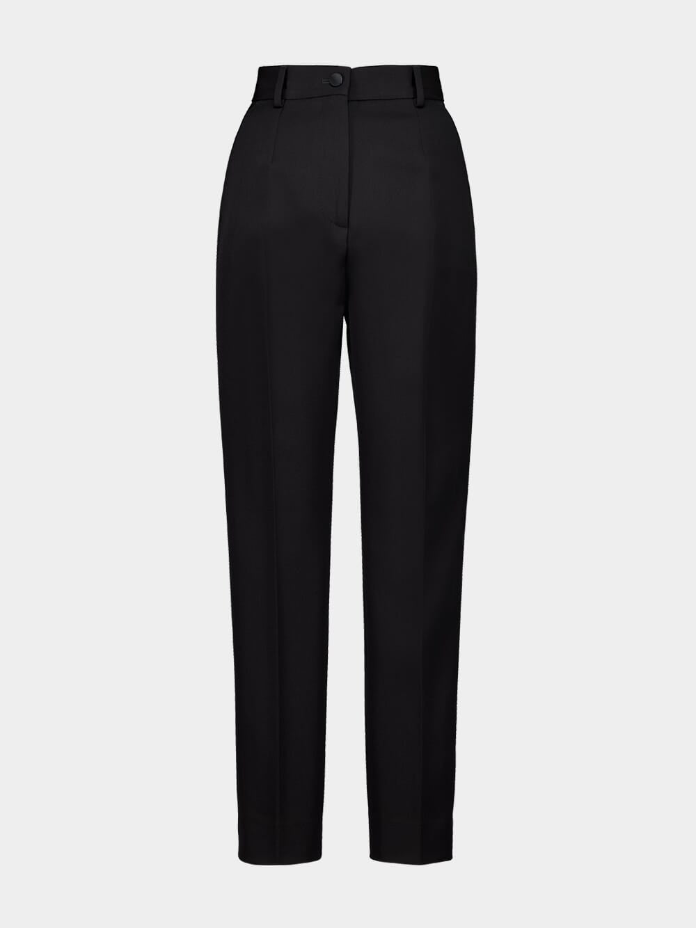 Black Tailored Wool Gabardine Tuxedo Pants