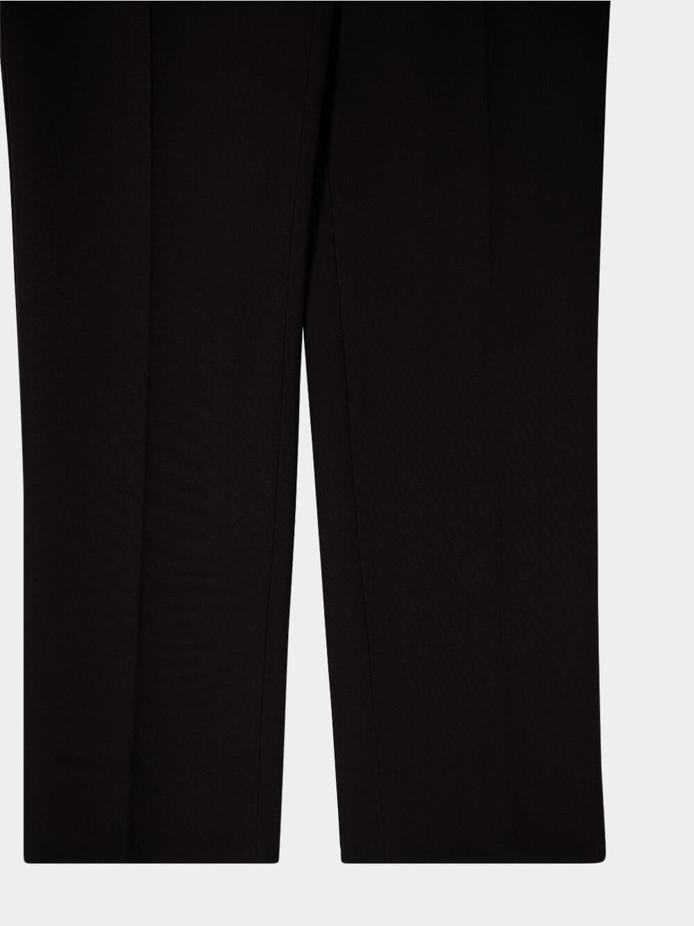 Black Tailored Wool Gabardine Tuxedo Pants