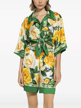 Dolce & Gabbana Rose-Print Silk Shorts