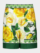 Dolce & Gabbana Rose-Print Silk Shorts