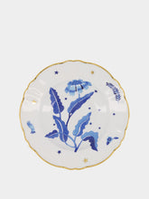Bitossi Floral Blue Gold Trim Porcelain Soup Plate