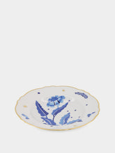 Bitossi Floral Blue Gold Trim Porcelain Soup Plate