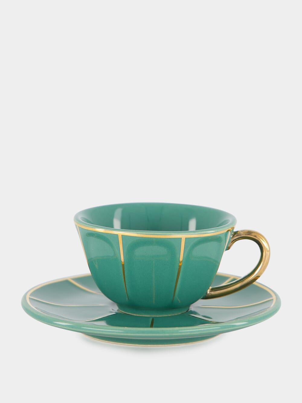 Green Coffee Cup with Saucer