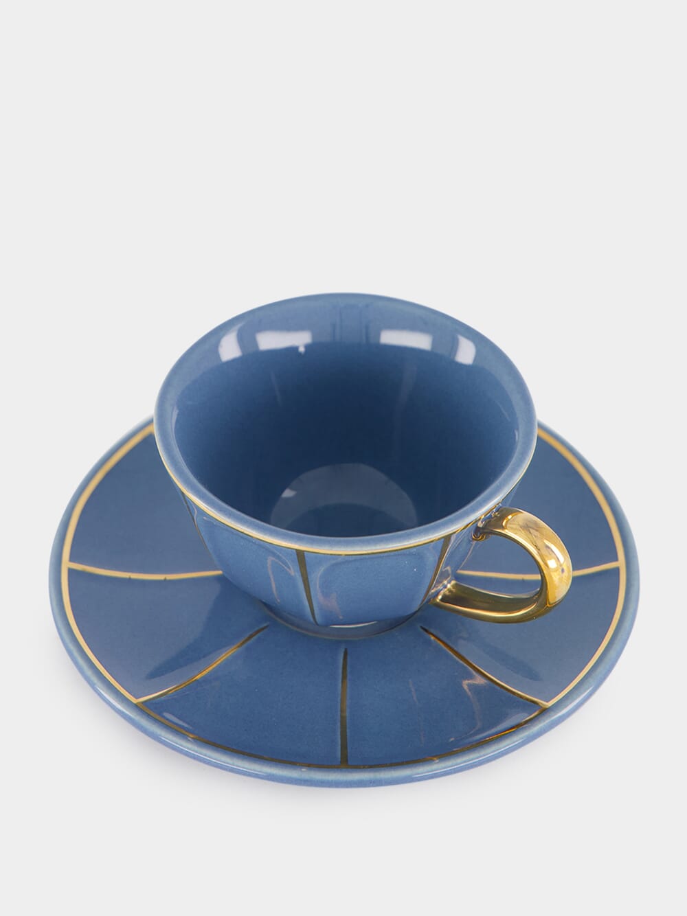 Blue Coffee Cup with Plate