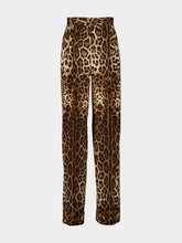 Dolce & Gabbana Leopard Print Wool Wide-Leg Trousers