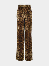 Dolce & Gabbana Leopard Print Wool Wide-Leg Trousers