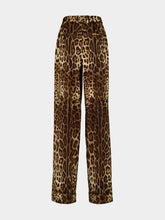 Dolce & Gabbana Leopard Print Wool Wide-Leg Trousers