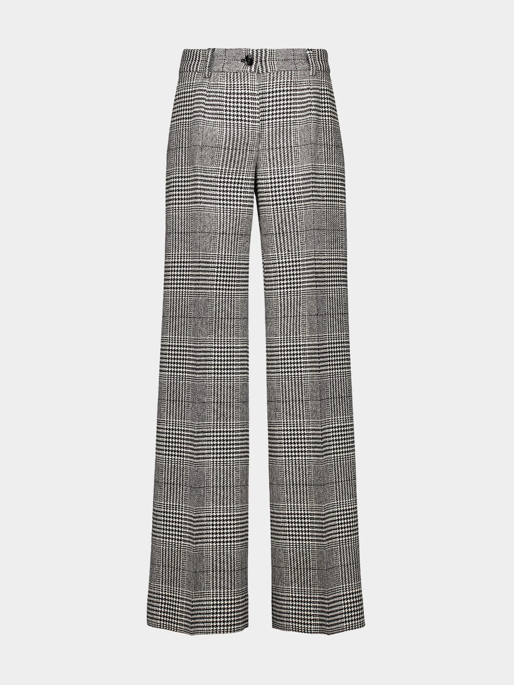 Grey Flared Glen Plaid Pants