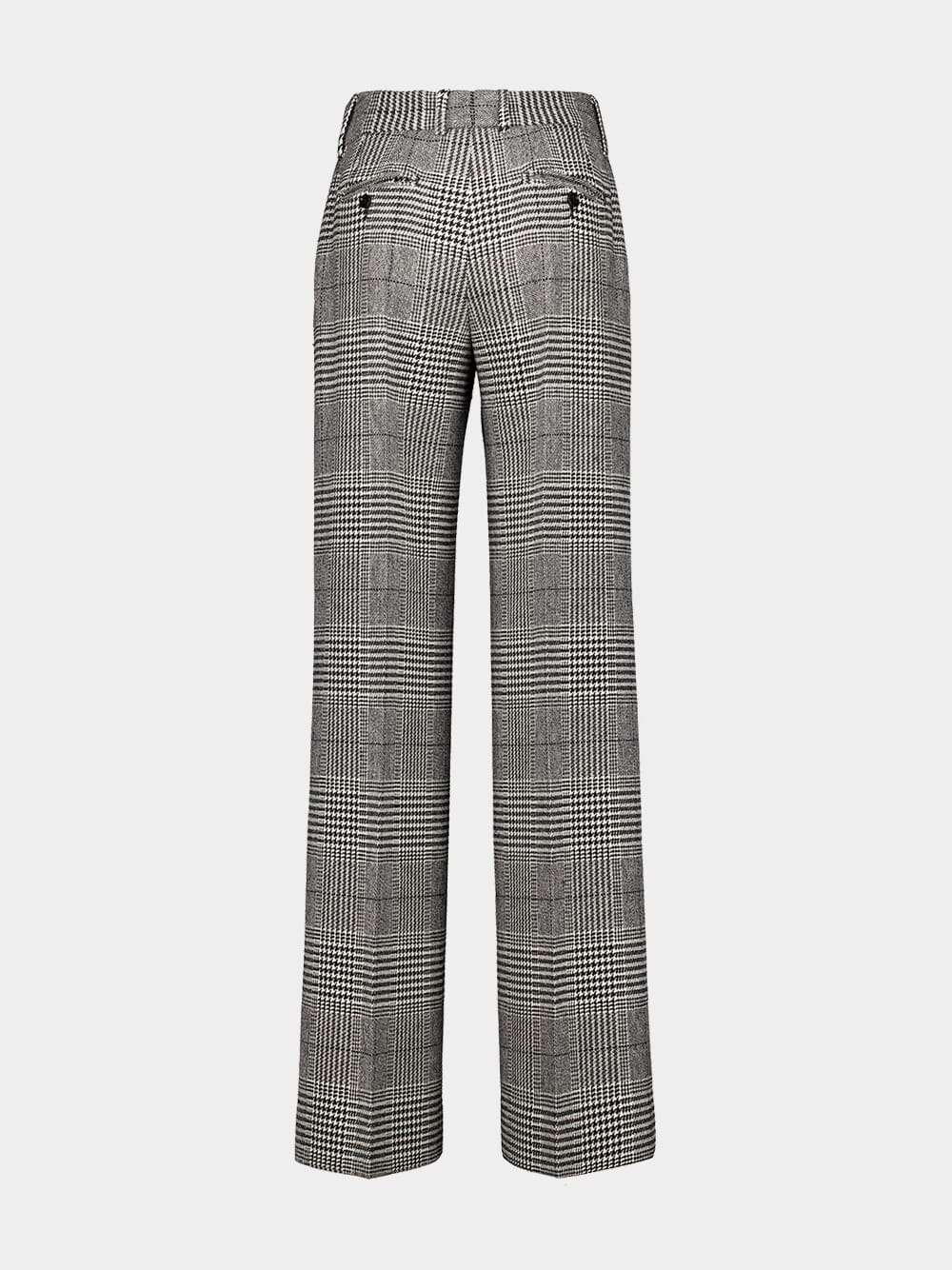 Grey Flared Glen Plaid Pants