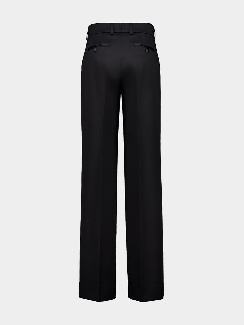 Black Wide-Leg Virgin Wool Trousers