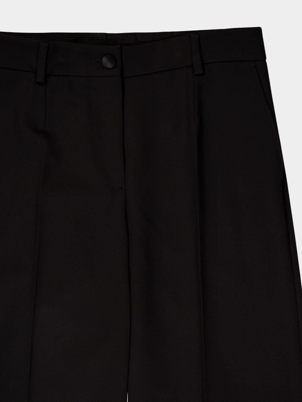 Black Wide-Leg Virgin Wool Trousers