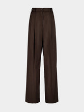 Dolce & Gabbana Brown Pinstripe Wool Wide-Leg Trousers
