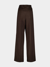 Dolce & Gabbana Brown Pinstripe Wool Wide-Leg Trousers