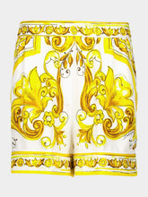 Dolce & Gabbana Yellow Majolica Print Silk Twill Shorts