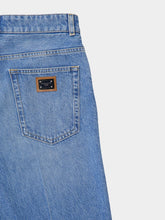 Dolce & Gabbana Blue Loose Denim Jeans with Pressed Pleat