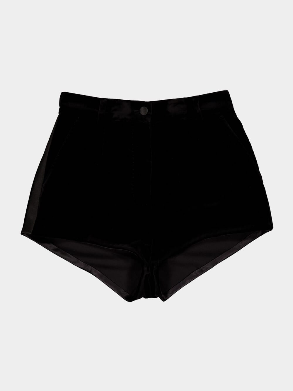 Black Velvet High-Waisted Tuxedo Panties