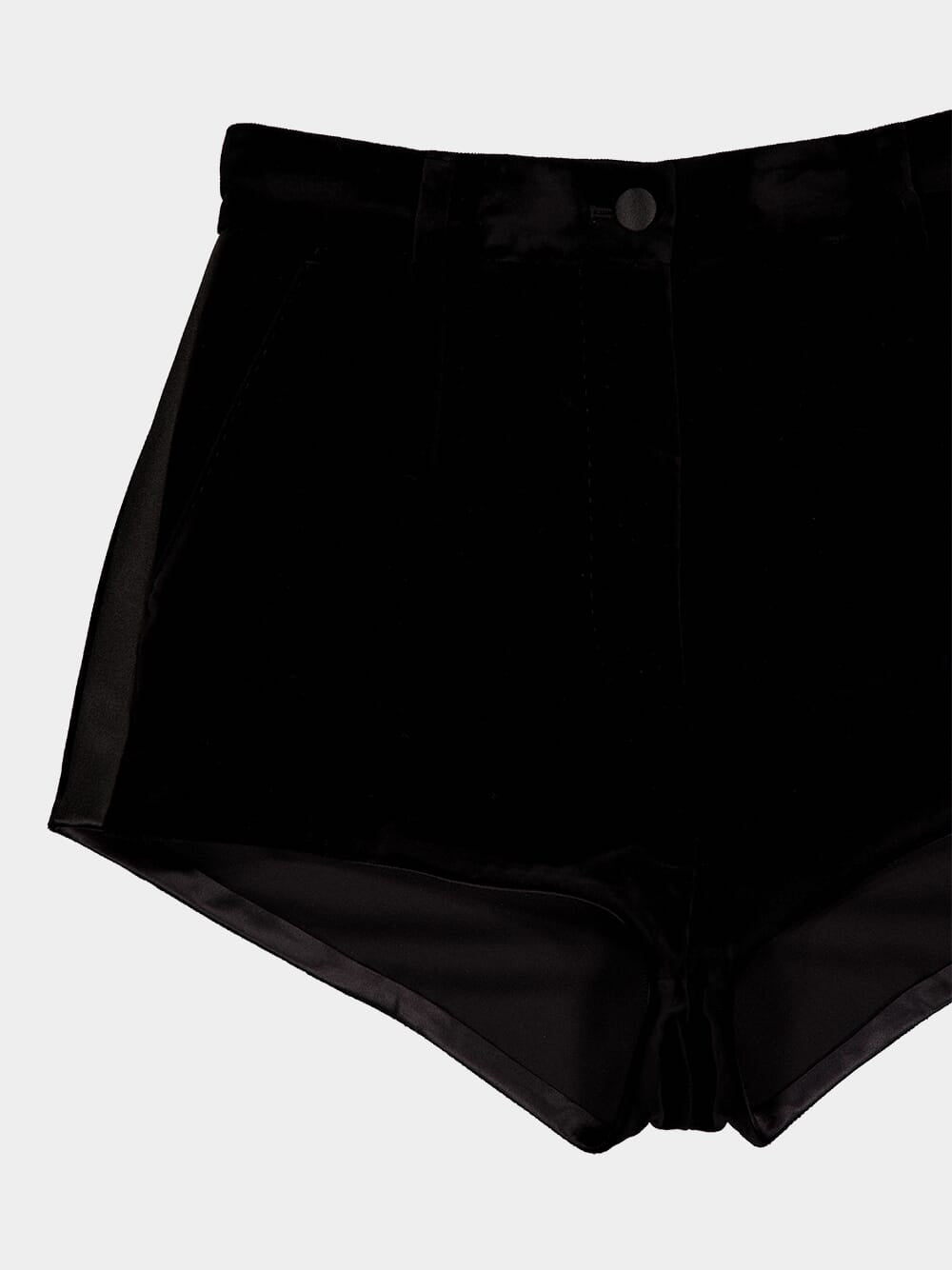 Black Velvet High-Waisted Tuxedo Panties