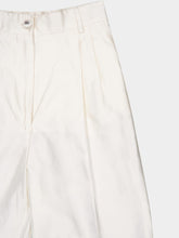 Dolce & Gabbana White High-Waist Silk Tailored Pants