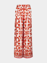 Dolce & Gabbana Orange Majolica-Print Silk Wide-Leg Trousers