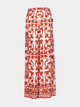 Dolce & Gabbana Orange Majolica-Print Silk Wide-Leg Trousers