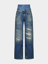 Dolce & Gabbana Blue Distressed Wide-Leg Denim Jeans