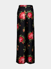 Dolce & Gabbana Rose Bouquet-Print Wide Twill Trousers