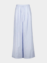 Dolce & Gabbana Blue Striped Cotton Wide-Leg Trousers