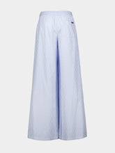 Dolce & Gabbana Blue Striped Cotton Wide-Leg Trousers