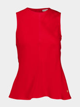 Ami Paris Poppy Red Sleeveless Top with Rounded Neckline