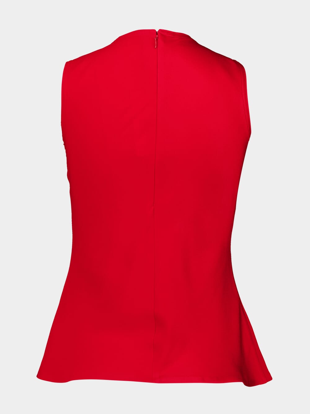 Poppy Red Sleeveless Top with Rounded Neckline