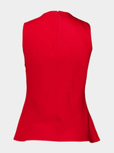 Ami Paris Poppy Red Sleeveless Top with Rounded Neckline